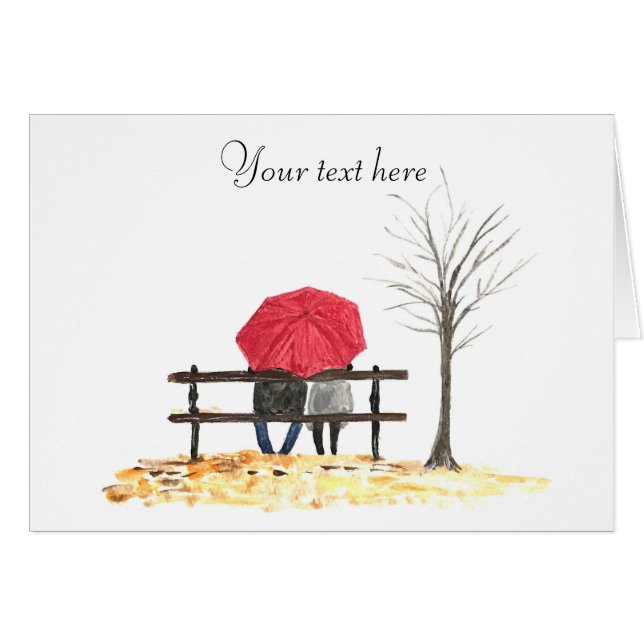 Amour couple Rouge Parapluie Mariage Anniversaire (Devant horizontal)