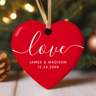 Amour Couples personnalisés Ornement photo rouge