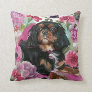 "AMOUR" coussin noir et tan Cavalier