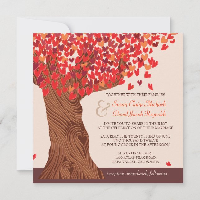 Amour d'automne Invitation à un mariage de chênes  (Devant)