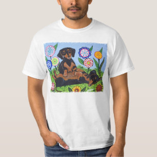Amour de teckels pour jouer le T-shirt