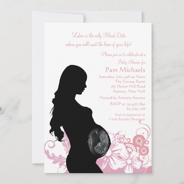 Amour de votre invitation de baby shower de rose (Devant)