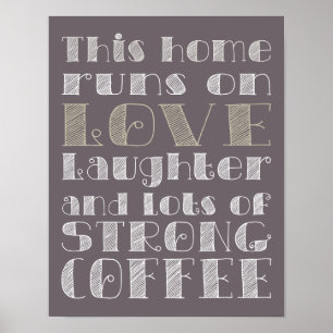 Amour et affiche forte de café