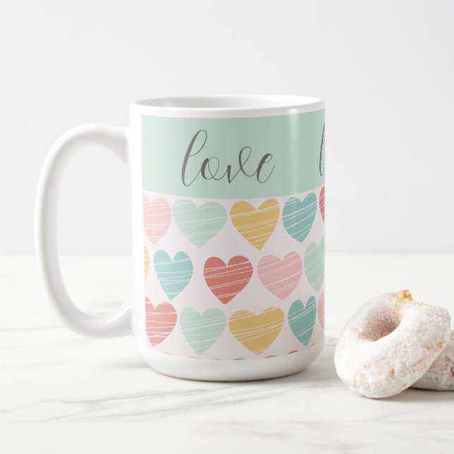Amour et Coeurs Mug coloré (Avec donut)