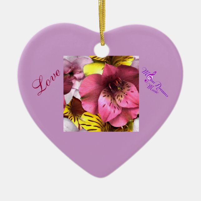 Amour et Fleurs Coeur Valentines Jour Ornement (Devant)