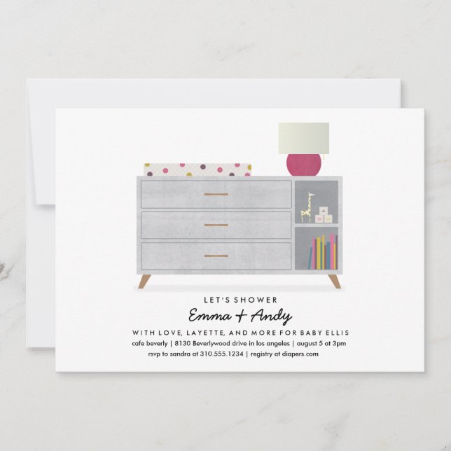 Amour et Layette Baby Shower Invitations (Devant)