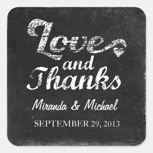 AMOUR ET MERCI Chalkboard FAVORISER ÉTIQUETTES STI (Devant)