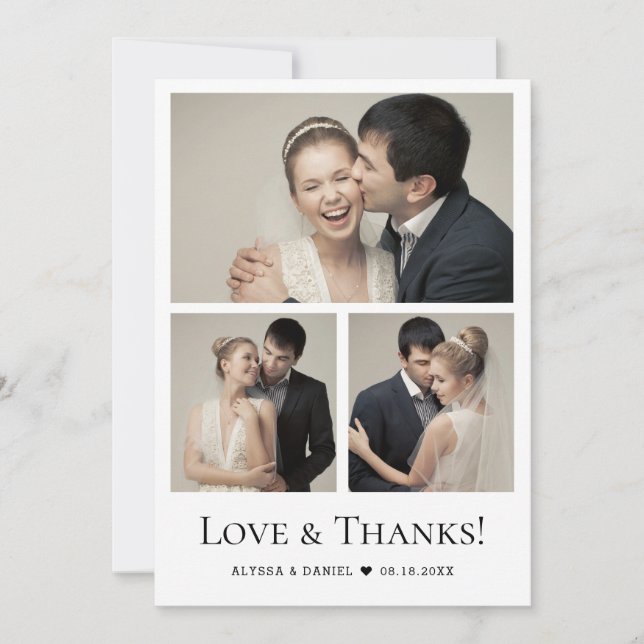 Amour et Merci Coeur Moderne Mariage Photo Collage (Devant)