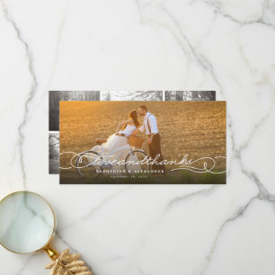 Amour Et Merci Élégant Script Multi Photo Mariage