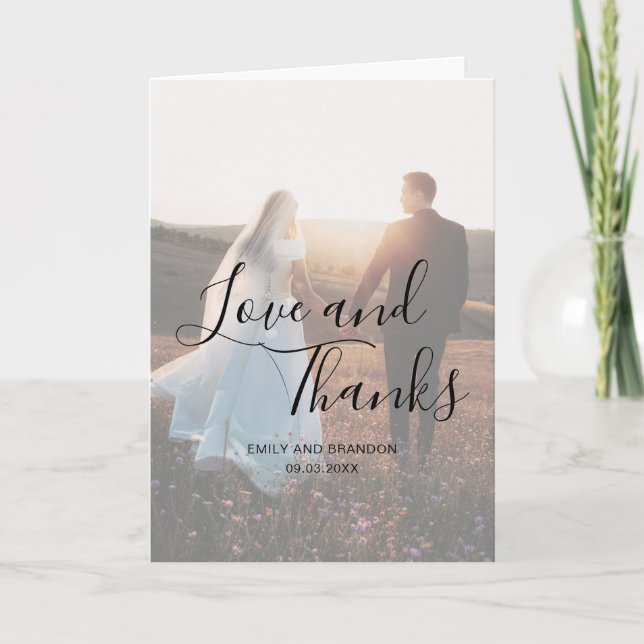 Amour et Merci Elegant Script Photo Mariage (Devant)