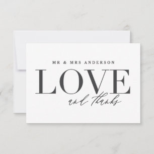 Amour et merci mariage carte de remerciements