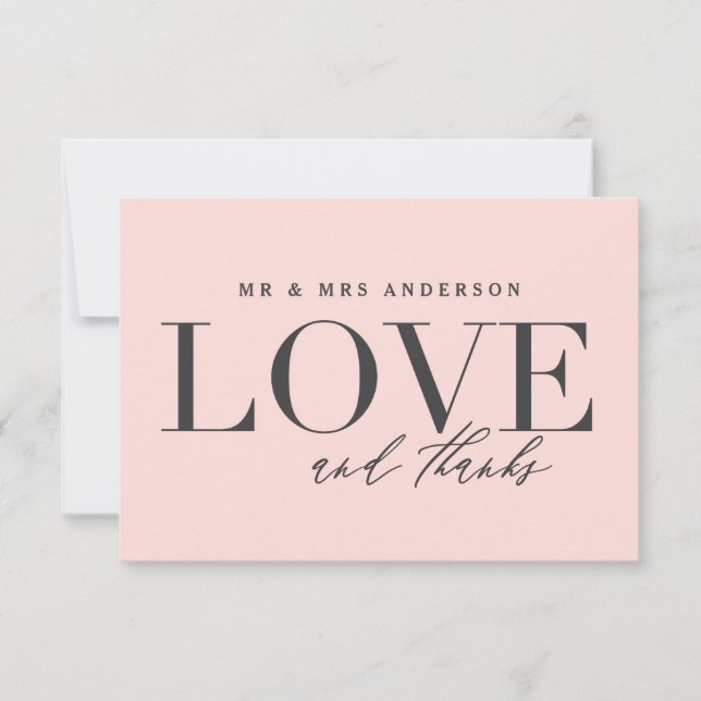Amour et merci mariage carte de remerciements (Devant)