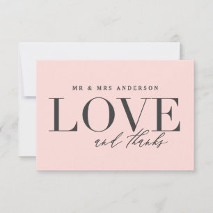 Amour et merci mariage carte de remerciements
