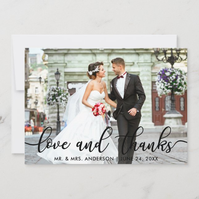 Amour et merci Modern Mariage Photo Merci SB (Devant)