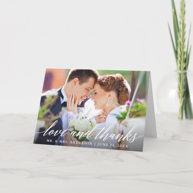 Amour et Merci Moderne Calligraphie Mariage Plier (Devant)