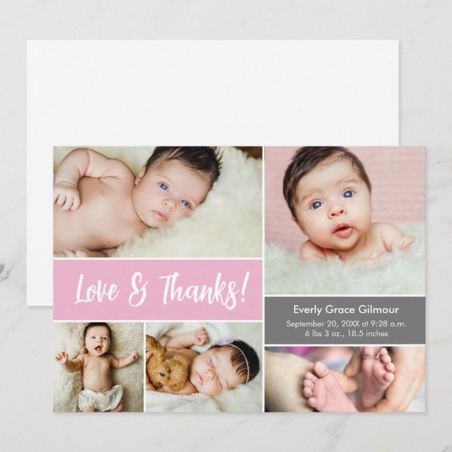 Amour et Merci Pink Custom Photos Baby shower (Devant / Derrière)
