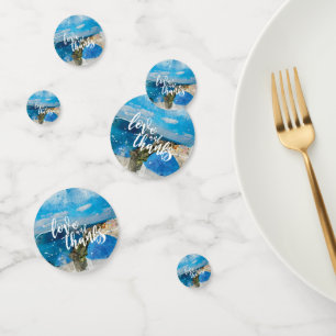 amour et merci Santorini table confetti party