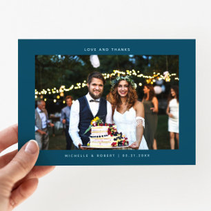 Amour et Merci Simple Mariage Photo Turquoise