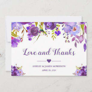 Amour et Merci Violet Purple Aquarelle Florale