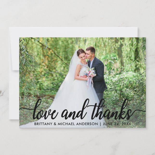 Amour et remerciements mariages | Merci photo noir (Devant)