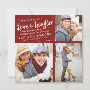 Amour et rire Carte photo de vacances / Rouge