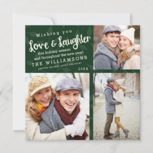 Amour et rire Carte photo de vacances / Vert