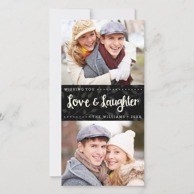 Amour et rire Carte photo de vacances vertical (Devant)