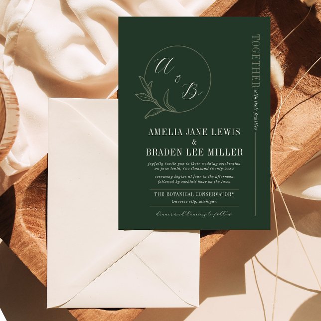 Amour éternel | Vert foncé | Invitation de mariage (Créateur téléchargé)