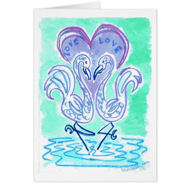 Amour Flamant rose (version bleue) (Devant)