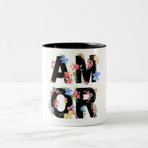 Amour Floral Spring Niedliche Liebe Romantische Wa Zweifarbige Tasse