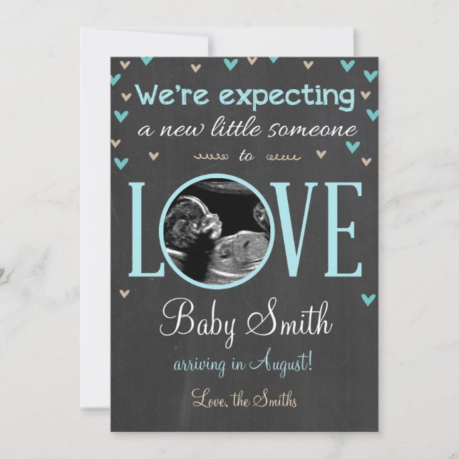 Amour Grossesse Faire-part Ultrasound Blue Boy (Devant)