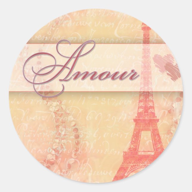 Amour in Paris Runder Aufkleber (Vorderseite)
