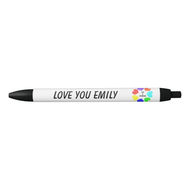 Amour interracial Coeurs arc-en-ciel Stylo personn (Devant)