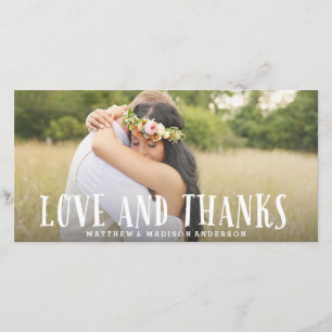 Amour jeune   Carte photo mariage Merci