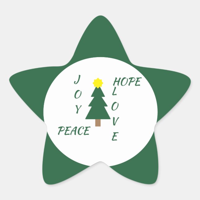 Amour, Joie, Paix, Espoir Sticker Star de Noël (Devant)