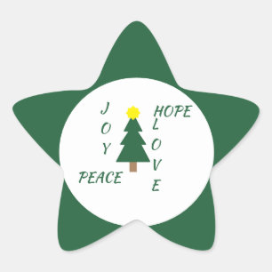 Amour, Joie, Paix, Espoir Sticker Star de Noël