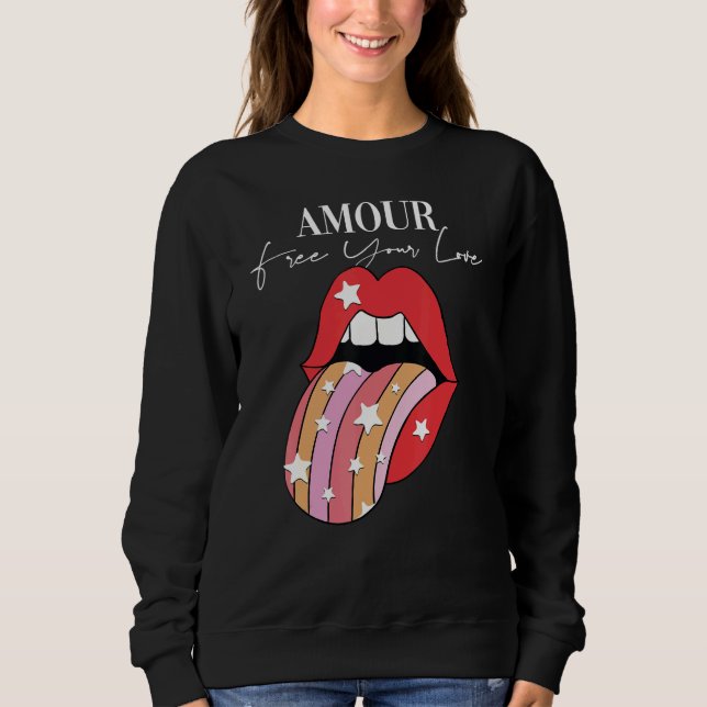 Amour lipstick Motivierend Inspirational Slogan Q Sweatshirt (Vorderseite)