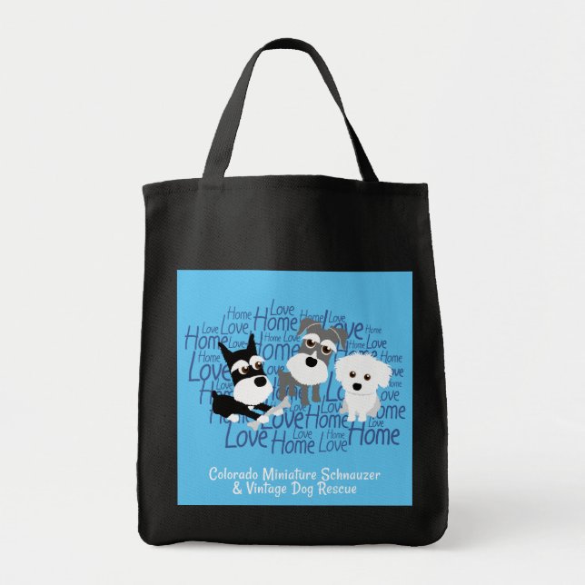 Amour, maison - sac fourre-tout à Schnauzer (bleu) (Devant)