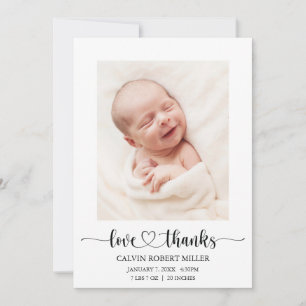 Amour Merci bébé Faire-part de naissance Carte pho
