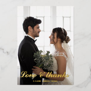 Amour & merci carte de remerciements feuille maria