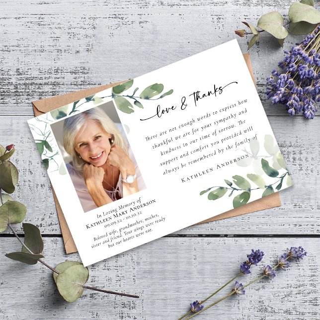 Amour & Merci Eucalyptus Funeral Photo (Créateur téléchargé)