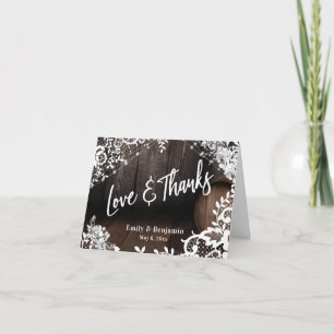 Amour & Merci Fleurs de dentelle en fût de bois