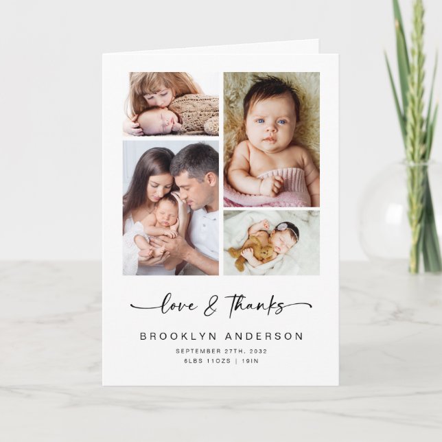 Amour & Merci | Moderne Quatre Photo Nouveau bébé  (Devant)