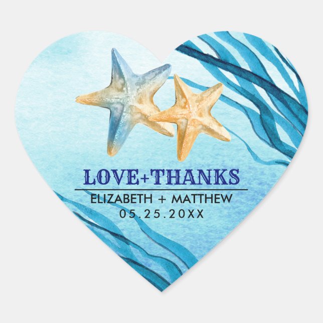 Amour & Merci. Stickers Mariage Starfish (Devant)