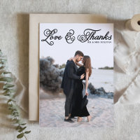 Amour Noir et Merci Joli Script Photo Mariage