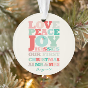 Amour Paix Joie Baisers Couleur Typographie Noël