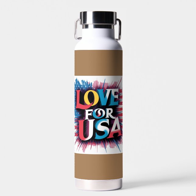 "Amour pour la bouteille d'eau patriotique USA" (Avant)