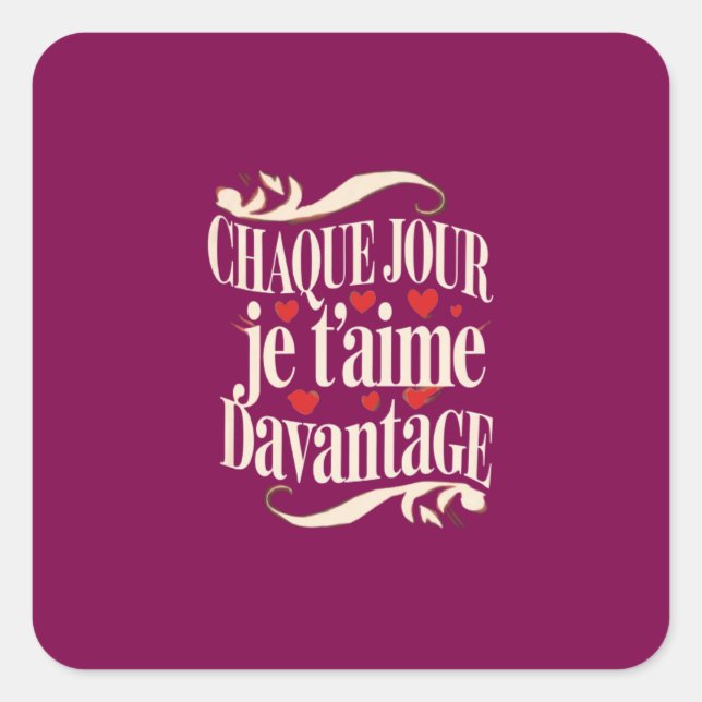 Amour pour Toujours Quadratischer Aufkleber (Vorderseite)