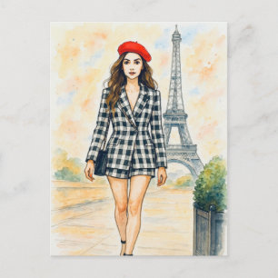 Amour romantique Paris Homme Femme Carte postale a