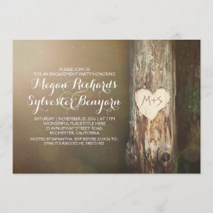 amour rustique arbre pays fiançailles invitations
